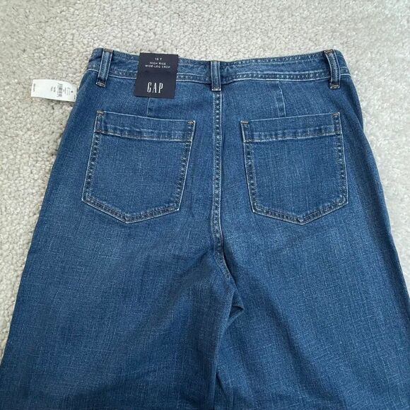 Gap High Rise Wide Leg Crop Jean Medium Indigo Wash 10/30 Tall NEW - Picture 8 of 11